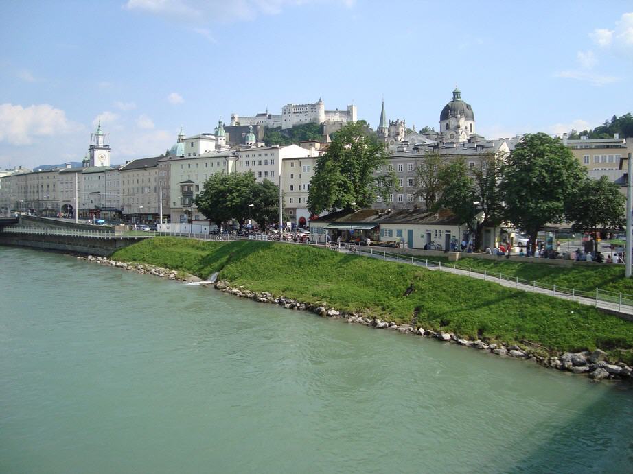 Salzburg, river Salzach and castle