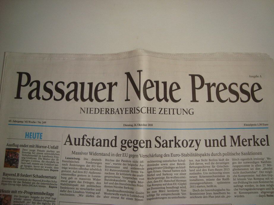 Passauer Neue Presse, 26. Oktober 2010